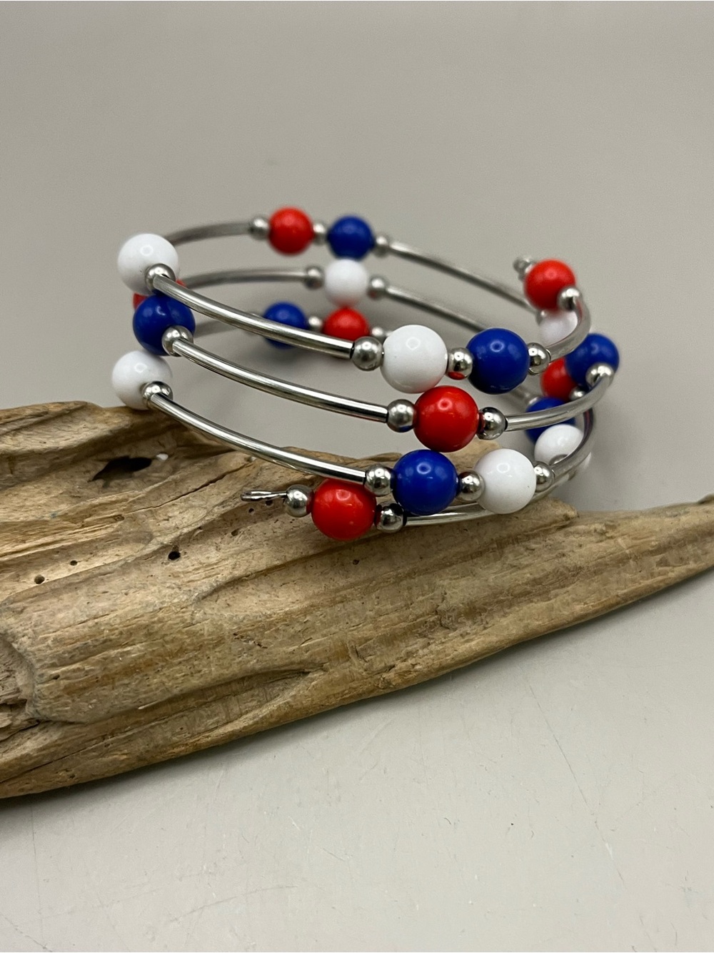 Patriotic Bead Multi-Wrap Bracelet - Red, White & Blue